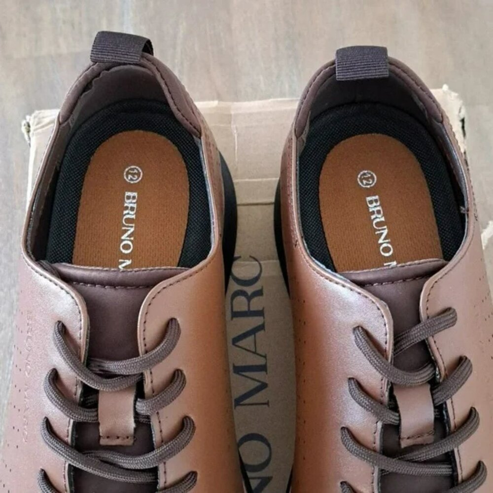 Bruno Marc Smart Casual Oxford Style Sneakers - Brown/Black - Size: Men 12 - Picture 4 of 10